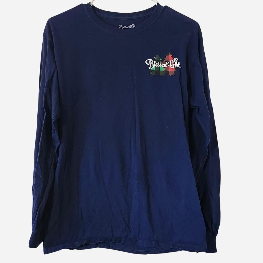 Blessed Girl Holiday long sleeve shirt with Old time Red truck Size M